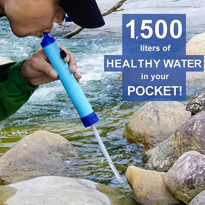 Outdoor Survival Straw Water Filter Bottle - Portable Emergency Purifier-1