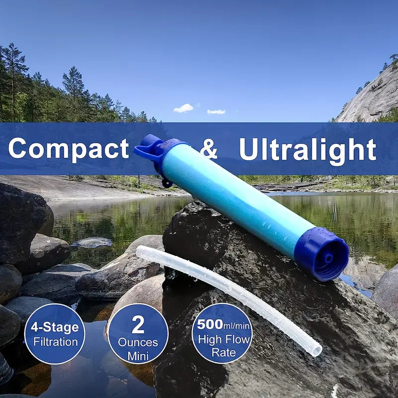Outdoor Survival Straw Water Filter Bottle - Portable Emergency Purifier-4