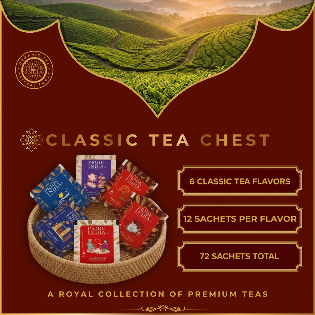 Natural Indian Tea Assortment Chest, 6 Types - 72 Tea Bags