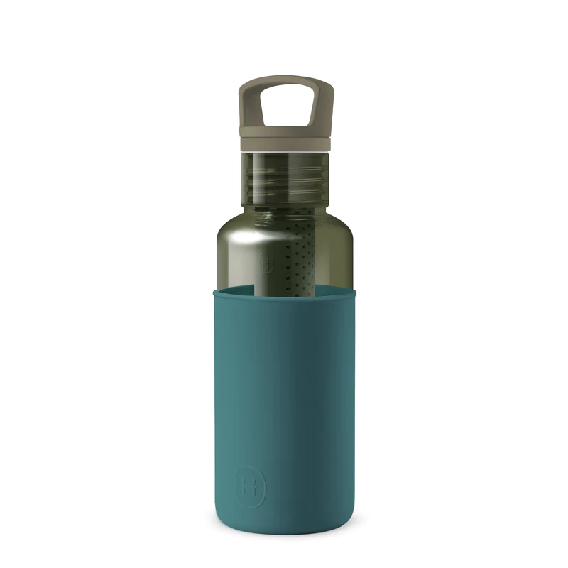 Clear Reusable Water Bottles With Infuser - Forest Green 20 oz-2