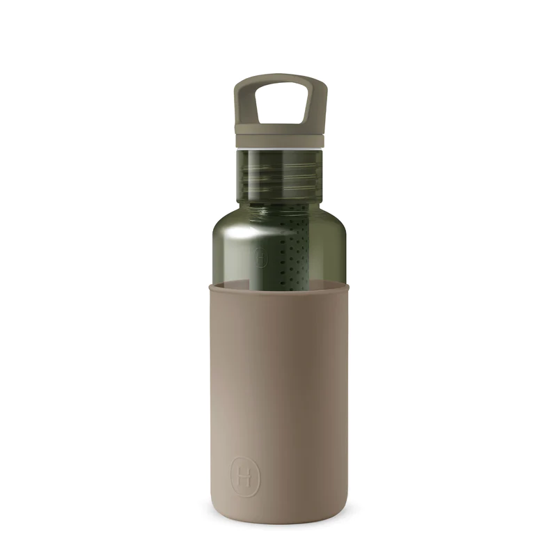 Clear Reusable Water Bottles With Infuser - Forest Green 20 oz-1